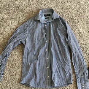 Men's Blue Gingham Button-Down Shirt